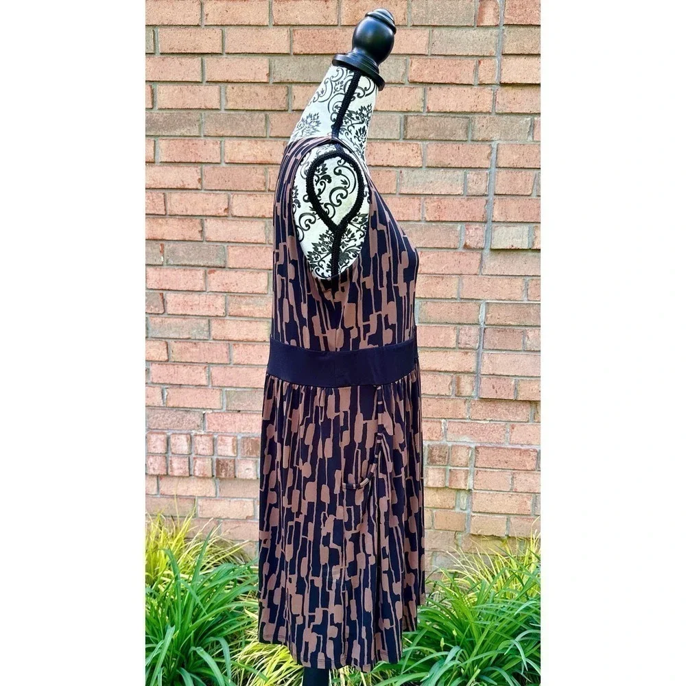 EUC Michael Kors Sleeveless Black Brown Dress Size Petite Large PL